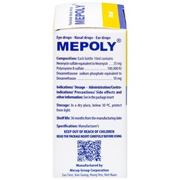 Thuốc Mepoly Merap dùng cho viêm kết mạc, mi mắt, viêm mũi, viêm tai (10ml)