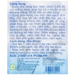 Muối y tế Ích Nhân (50 viên x 4.5g) dùng pha nước súc miệng, họng, rửa mũi
