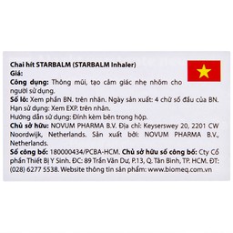 Ống hít Starbalm sports inhaler 1.1g giúp thông mũi, giảm nghẹt mũi