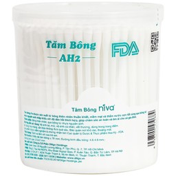 Tăm bông Niva AH2 Cotton Buds hũ xoay 1 đầu tròn 1 đầu xoắn vệ sinh tai, mũi, vệ sinh cá nhân, vết thương (200 que)