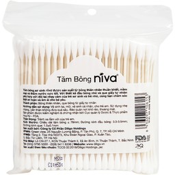 Tăm bông thân giấy Niva Baby BZP1 2 đầu tròn túi Zip vệ sinh tai, mũi, vệ sinh cá nhân cho trẻ em (200 que)