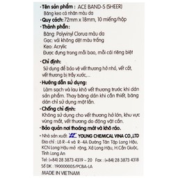 Băng cá nhân vải Plaid Ace Band-S 72x18 mm (10 miếng) Young Chemical