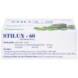 Thuốc Stilux-60 Traphaco dùng lo âu, căng thẳng, mất ngủ (10 vỉ x 10 viên) 