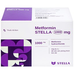 Thuốc Metformin Stella 1000mg điều trị đái tháo đường típ 2 (6 vỉ x 10 viên)