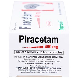 Viên nang cứng Piracetam 400mg Traphaco điều trị triệu chứng chóng mặt, suy giảm trí nhớ (6 vỉ x 10 viên) 