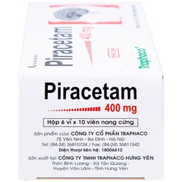 Viên nang cứng Piracetam 400mg Traphaco điều trị triệu chứng chóng mặt, suy giảm trí nhớ (6 vỉ x 10 viên) 