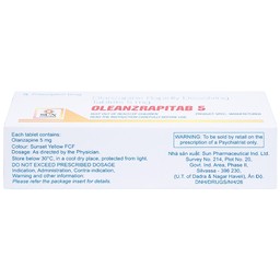 Viên nén Oleanzrapitab 5 Sun Pharma điều trị bệnh tâm thần phân liệt (5 vỉ x 10 viên)