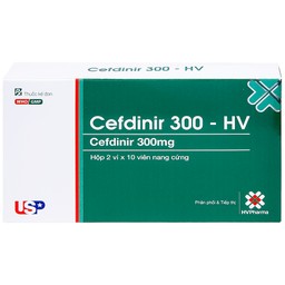 Thuốc Cefdinir 300 - HV USP điều trị nhiễm khuẩn (2 vỉ x 10 viên)