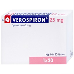 Thuốc Verospiron 25mg Gedeon điều trị phù, tăng huyết áp, cường aldosterone tiên phát và giảm kali huyết (1 vỉ x 20 viên)