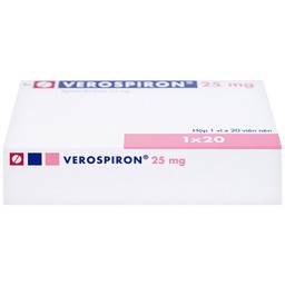 Thuốc Verospiron 25mg Gedeon điều trị phù, tăng huyết áp, cường aldosterone tiên phát và giảm kali huyết (1 vỉ x 20 viên)