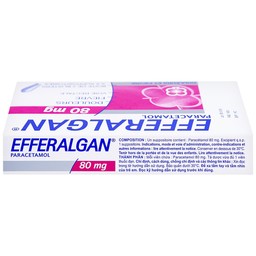 Thuốc đạn Efferalgan 80mg UPSA SAS giảm đau, hạ sốt (2 vỉ x 5 viên)