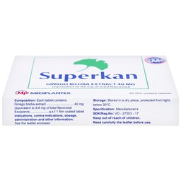 Thuốc Superkan Mediplantex điều trị mất trí nhớ ngắn hạn (2 vỉ x 15 viên)