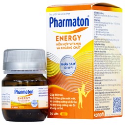 Viên uống Pharmaton Energy hỗn hợp vitamin và khoáng chất giúp tỉnh táo, hỗ trợ giảm mệt mỏi (30 viên)