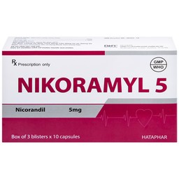 Viên nang cứng Nikoramyl 5 Hà Tây phòng và điều trị cơn đau thắt ngực (3 vỉ x 10 viên) 
