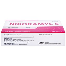 Viên nang cứng Nikoramyl 5 Hà Tây phòng và điều trị cơn đau thắt ngực (3 vỉ x 10 viên) 