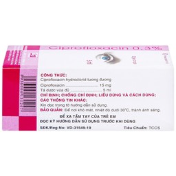 Thuốc nhỏ mắt Ciprofloxacin 0.3% Dược 3-2 điều trị loét giác mạc (5ml)