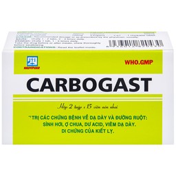 Viên nhai Carbogast Nadyphar điều trị bệnh dạ dày và đường ruột, di chứng của kiết lỵ (2 tuýp x 15 viên) 