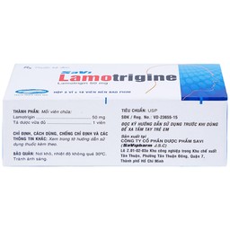Viên nén Lamotrigine 50mg SaVi điều trị động kinh (3 vỉ x 10 viên)