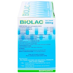 Men vi sinh sống Biolac Biopharco điều trị tiêu chảy, rối loạn tiêu hóa (10 vỉ x 10 viên)