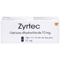 Thuốc Zyrtec GSK giảm viêm mũi dị ứng, mày đay tự phát, mạn tính (1 vỉ x 10 viên)