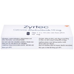 Thuốc Zyrtec GSK giảm viêm mũi dị ứng, mày đay tự phát, mạn tính (1 vỉ x 10 viên)