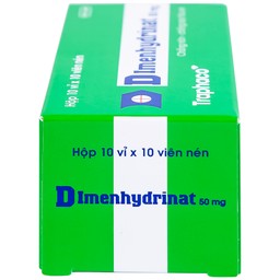 Thuốc Dimenhydrinat 50mg Traphaco chống nôn, chống say tàu xe (10 vỉ x 10 viên)
