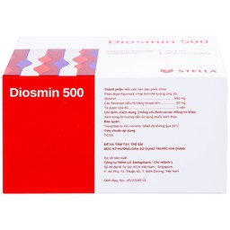 Thuốc Diosmin 500 Stella điều trị triệu chứng liên quan đến suy tĩnh mạch - mạch bạch huyết (6 vỉ x 10 viên)