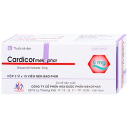 Thuốc Cardicor Mekophar 5 điều trị cao huyết áp, đau thắt ngực (3 vỉ x 10 viên)