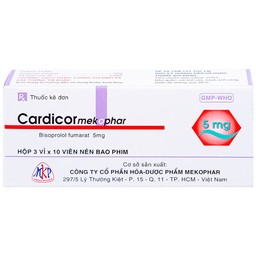 Thuốc Cardicor Mekophar 5 điều trị cao huyết áp, đau thắt ngực (3 vỉ x 10 viên)