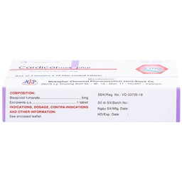 Thuốc Cardicor Mekophar 5 điều trị cao huyết áp, đau thắt ngực (3 vỉ x 10 viên)