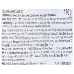 Chống nắng thể thao dạng xịt Banana Boat Sport Ultra SPF100 PA++++ có khả năng kháng nước (170g)