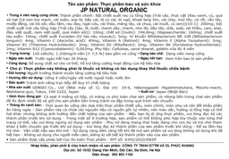 Thực phẩm bảo vệ sức khỏe JP Natural Organic Jpanwell bổ sung chất xơ, chống táo bón và tăng đề kháng (120 viên) 