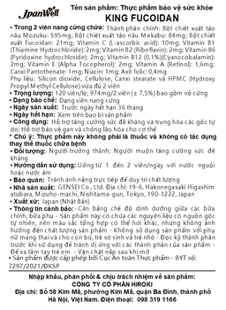 Viên uống King Fucoidan Jpanwell tăng cường sức khỏe và trung hòa gốc tự do (120 viên)