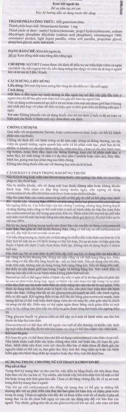 Thuốc M CORT cream Agio điều trị các biểu hiện viêm và ngứa của bệnh vẩy nến, viêm da dị ứng (15g)