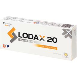 Thuốc Lodax 20mg USP điều trị triệu chứng trong trường hợp viêm mũi dị ứng và mày đay (3 vỉ x 10 viên)