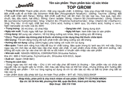 Siro Top Grow Jpanwell bổ sung các vitamin, hỗ trợ tăng cường sức khỏe (10 chai x 30ml)