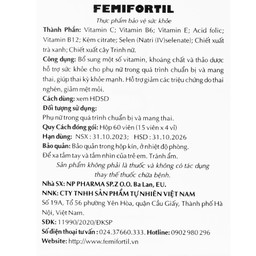 Viên uống Femifortil NP Pharma bổ sung Vitamin, khoáng chất và thảo dược cho phụ nữ mang thai (4 vỉ x 15 viên)