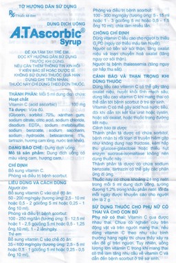 Dung dịch uống A.T Ascorbic Syrup 100mg bổ sung vitamin C, điều trị bệnh scorbut (30 gói x 5ml)