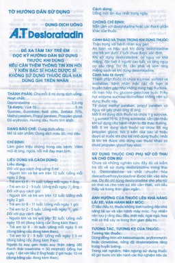 Dung dịch uống A.T Desloratadin An Thiên hương dâu giảm triệu chứng viêm mũi dị ứng, mày đay (30ml)