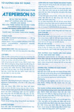 Thuốc A.Teperison 50 An Thiên Pharma điều trị thoái hóa cột sống cổ, bệnh mạch máu não (3 vỉ x 10 viên)
