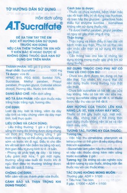 Hỗn dịch uống A.T Sucralfate 1000mg An Thiên điều trị loét dạ dày tá tràng (20 gói x 5g)