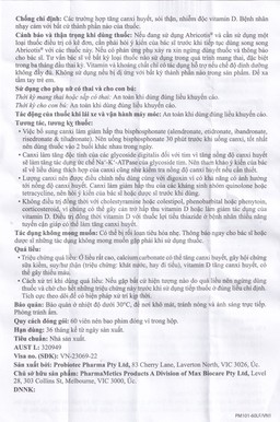 Thuốc Abricotis Probiotec hỗ trợ sức khỏe xương, cơ bắp, bổ sung canxi (6 vỉ x 10 viên)