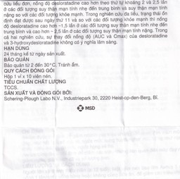 Thuốc Aerius 5mg MSD giảm nhanh các triệu chứng viêm mũi dị ứng, mày đay (1 vỉ x 10 viên)