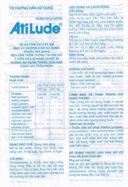 Dung dịch uống AtiLude 250mg/5ml An Thiên tiêu nhầy, rối loạn đường hô hấp (6 vỉ x 5 ống x 5ml)