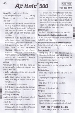 Thuốc Azitnic 500 USA - NIC Pharma điều trị nhiễm khuẩn (6 viên)