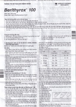 Thuốc Berlthyrox 100 Menarini điều trị thiểu năng tuyến giáp (4 vỉ x 25 viên)