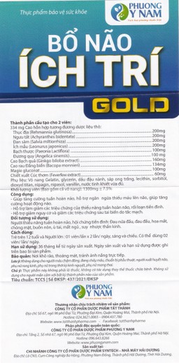 Viên uống Bổ Não Ích Trí Gold tăng cường tuần hoàn não (60 viên)