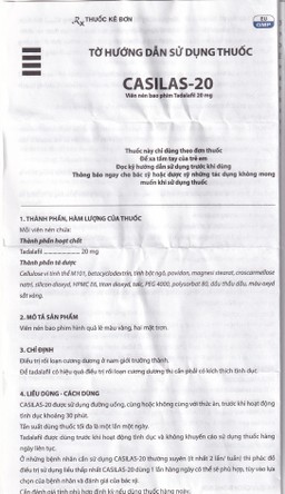 Thuốc Casilas-20 Davipharm điều trị rối loạn cương dương (2 vỉ x 2 viên)