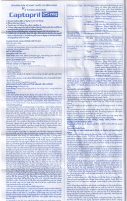 Thuốc Captopril 25mg Domesco điều trị tăng huyết áp, suy tim, nhồi máu cơ tim (10 vỉ x 10 viên) 