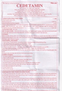 Thuốc Cedetamin Khapharco điều trị viêm mũi dị ứng, mày đay (2 vỉ x 15 viên) 